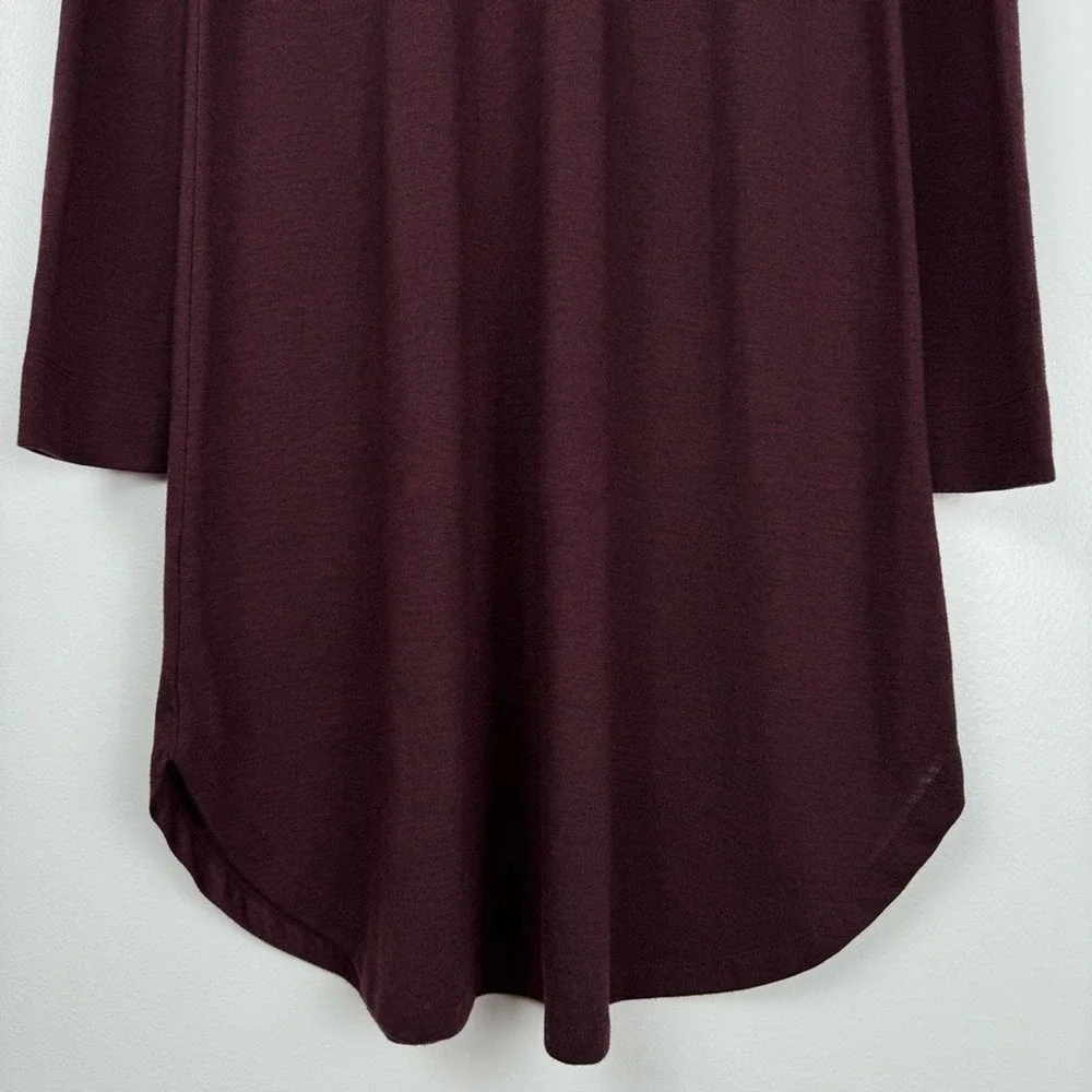 LOFT Tunic Shirtdress Womens S Maroon‎ Burgundy Jersey Knit Tie Neck Office